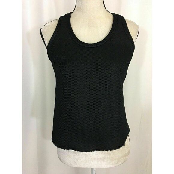 Zara W&B Collection Womens Solid Black Textured Scoop Neck Tank Top Medium - Picture 1 of 6